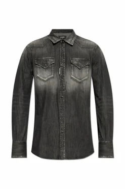 Dsquared2 GREY Denim shirt with vintage effect