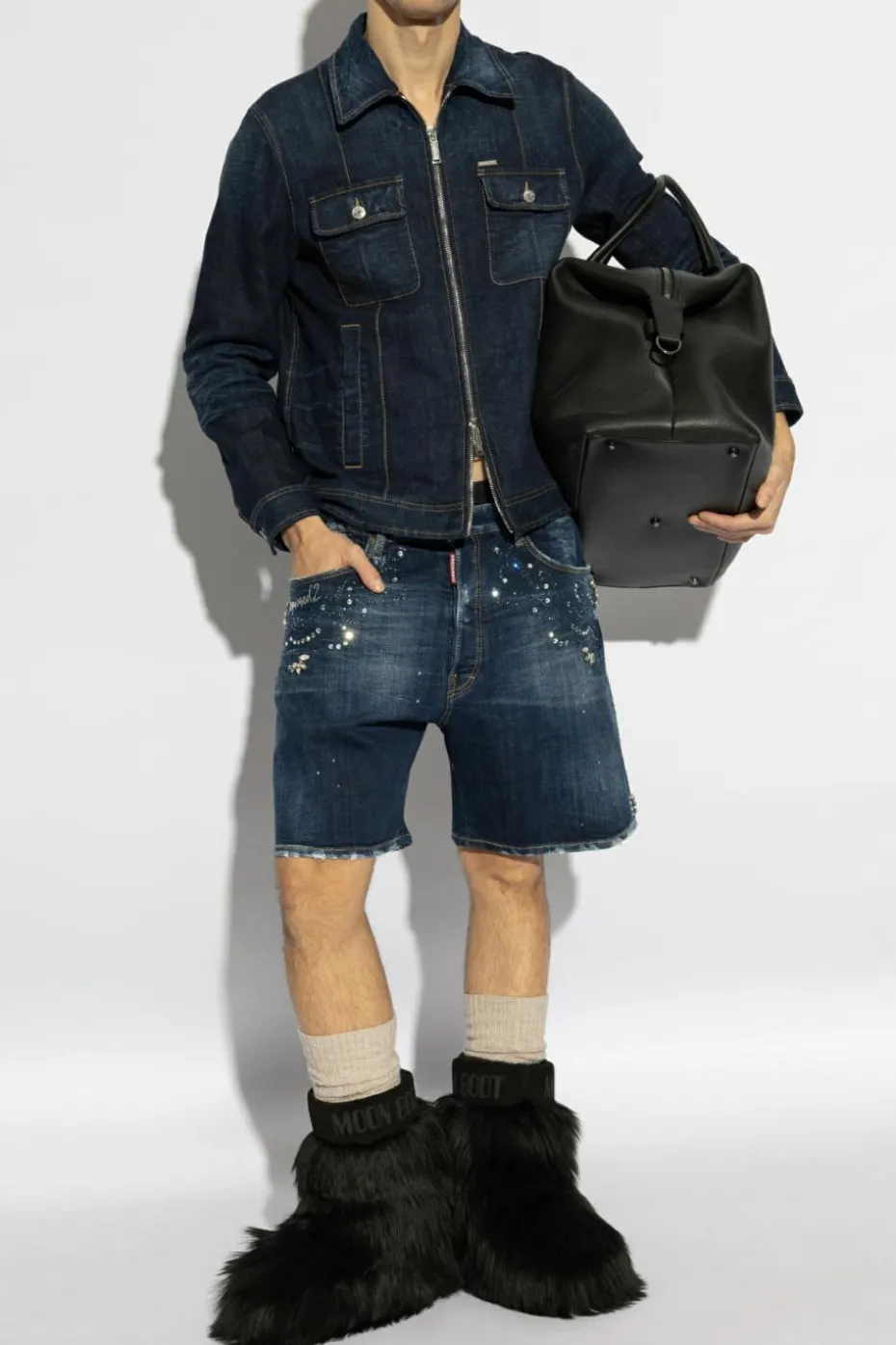 Dsquared2 NAVY BLUE Shorts with stones