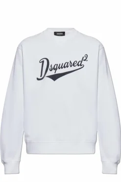 Dsquared2 WHITE Logo sweatshirt with velvet finish