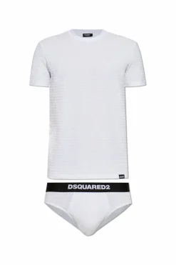 Dsquared2 WHITE Set: briefs and t-shirt with logo