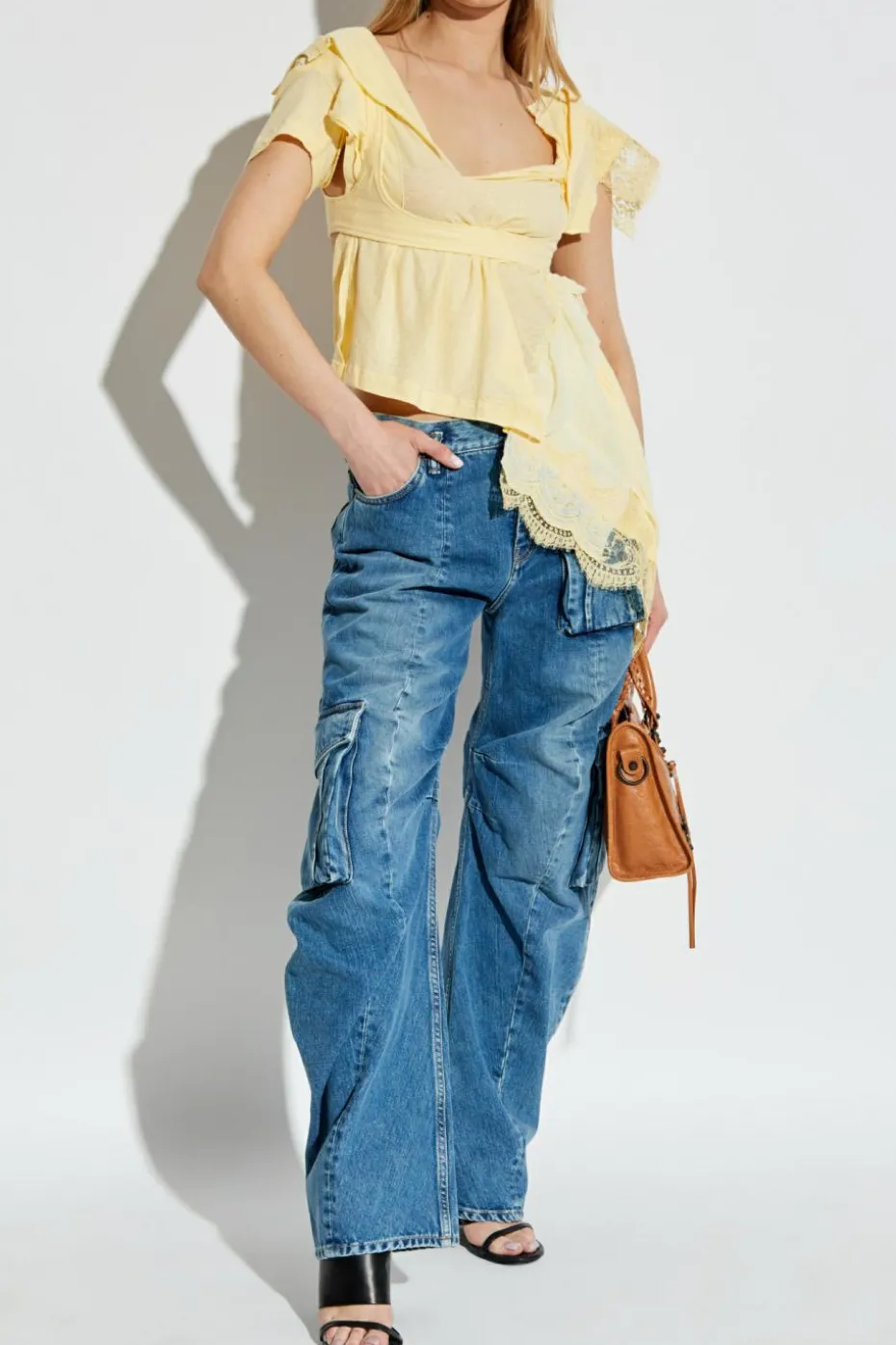 Dsquared2 YELLOW Top with lace insert
