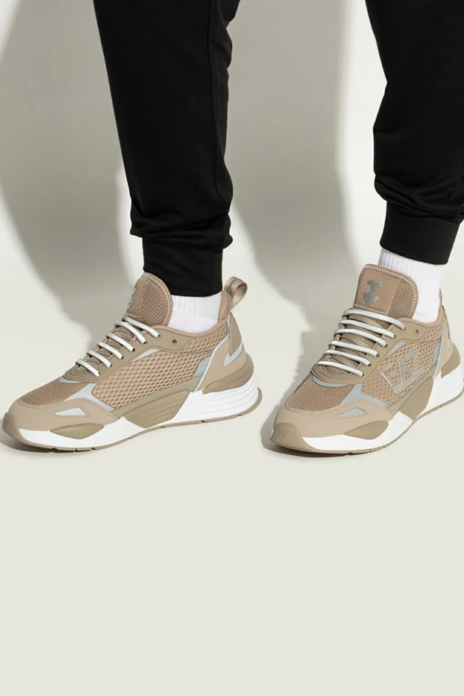 EA7 Emporio Armani beige Sneakers with logo