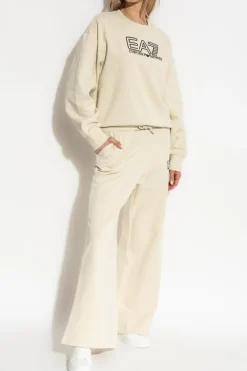 EA7 Emporio Armani cream Sweatshirt with printed logo