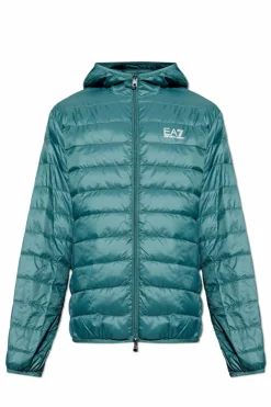 EA7 Emporio Armani GREEN Quilted jacket with hood