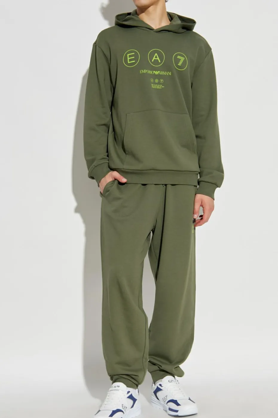 EA7 Emporio Armani GREEN Sweatpants with logo patch