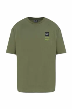 EA7 Emporio Armani GREEN T-shirt with logo patch