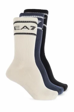 EA7 Emporio Armani MULTICOLOUR Three-pack of socks with logo