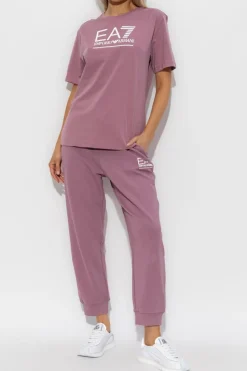 EA7 Emporio Armani PURPLE T-shirt from the "Sustainability" collection