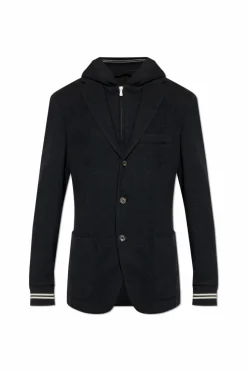 Eleventy BLACK Jacket with detachable hood