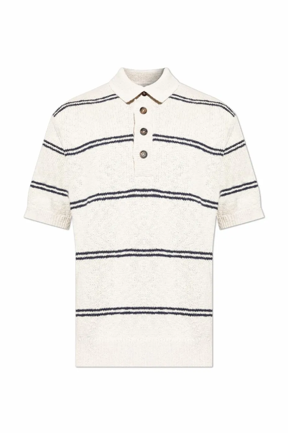 Eleventy cream Polo with striped pattern