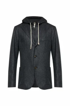 Eleventy GREY Wool blazer with detachable hood