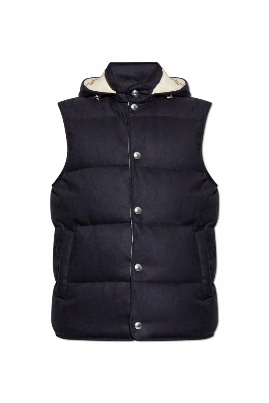 Eleventy NAVY BLUE Quilted vest with detachable hood