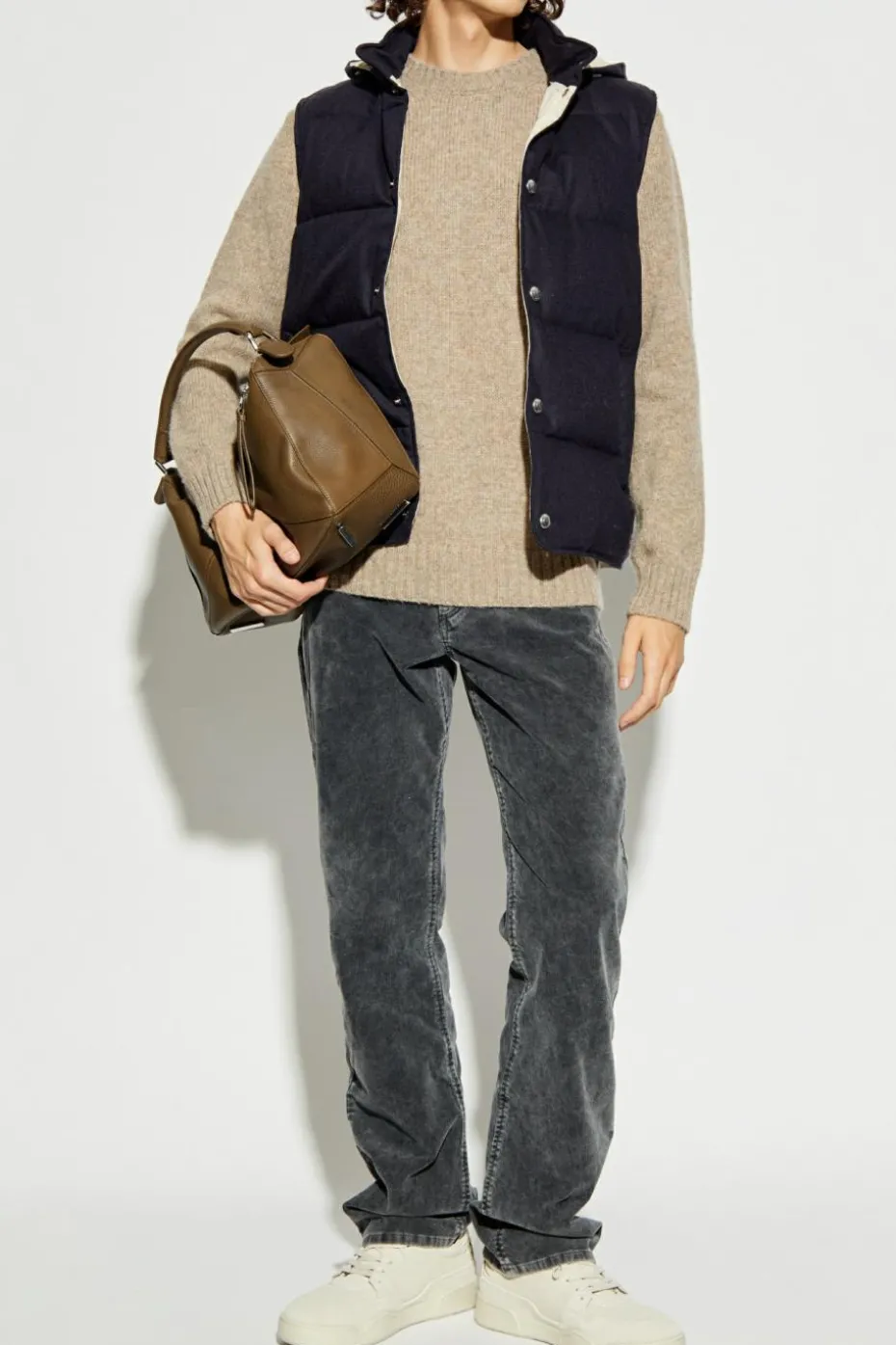 Eleventy NAVY BLUE Quilted vest with detachable hood