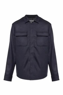 Eleventy NAVY BLUE Wool shirt