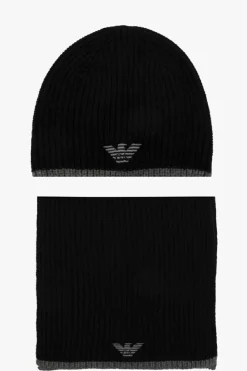 Emporio Armani BLACK Beanie & scarf set
