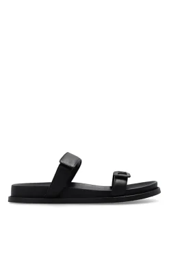 Emporio Armani BLACK Leather slides with logo