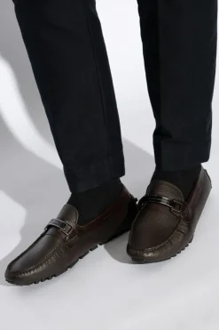 Emporio Armani BROWN Leather moccasins