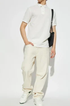 Emporio Armani cream Patterned polo
