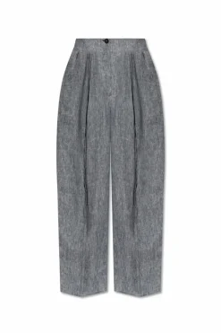 Emporio Armani GREY Linen pants with stitching on the legs