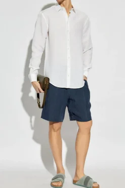 Emporio Armani NAVY BLUE Linen shorts