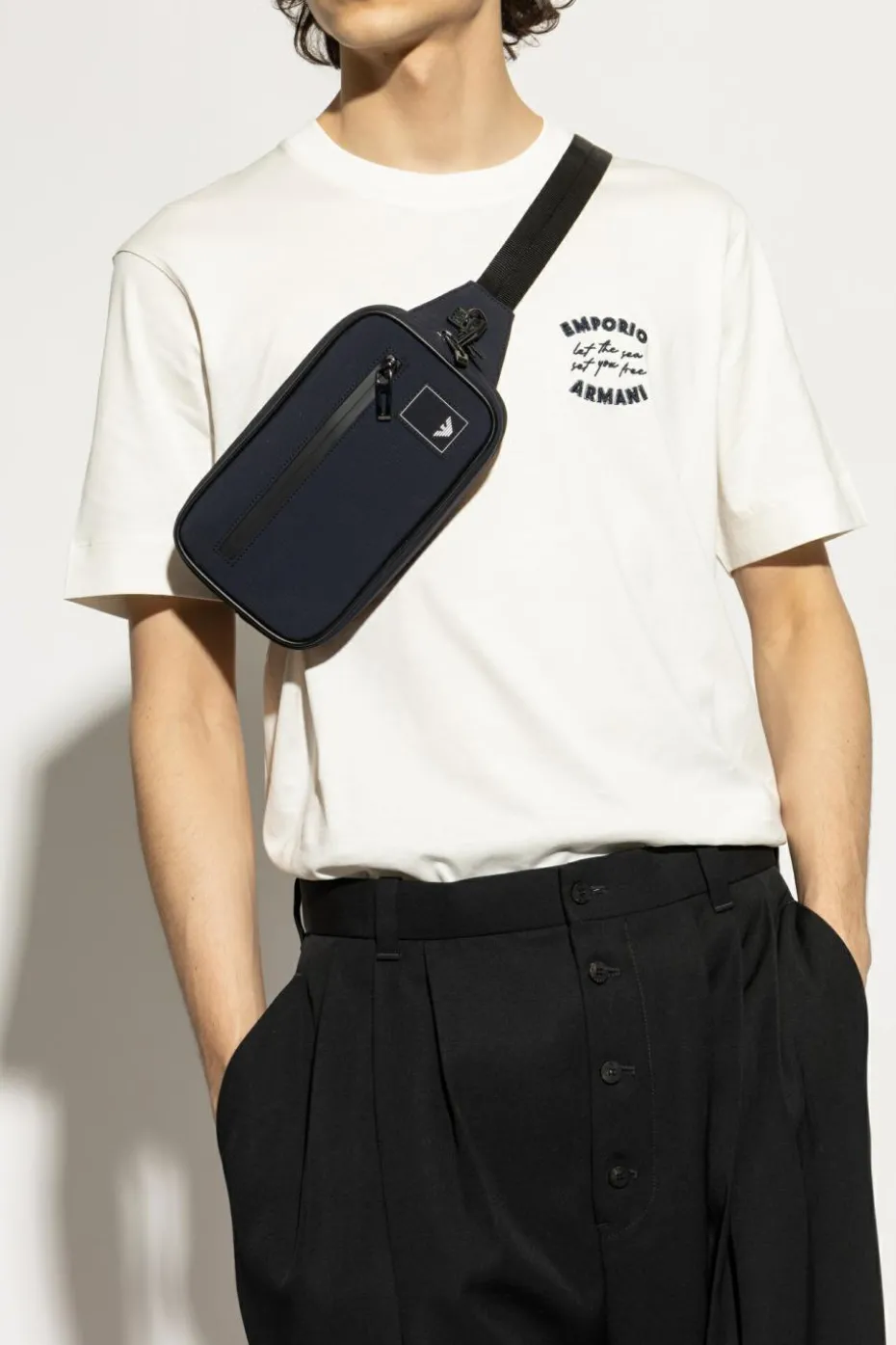 Emporio Armani NAVY BLUE Fanny pack with logo patch
