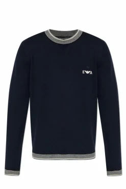 Emporio Armani NAVY BLUE Wool sweater with logo