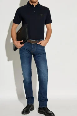 Emporio Armani NAVY BLUE Polo with logo patch