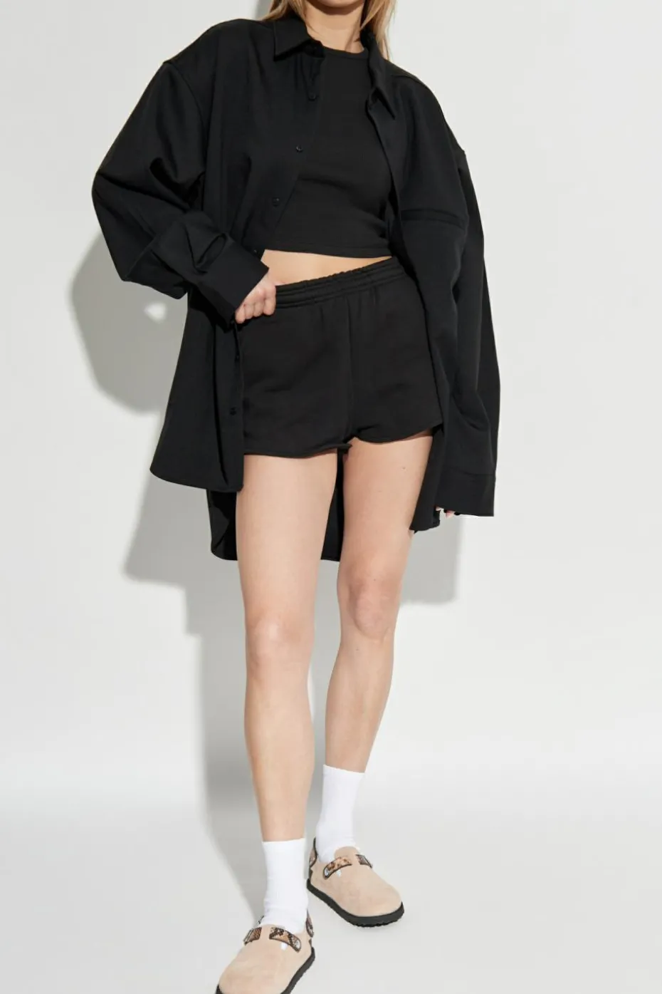 ENTIRE STUDIOS BLACK T-shirt Micro Waffle