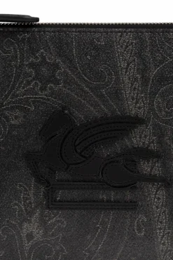 Etro BLACK Shoulder bag with logo-shaped patch