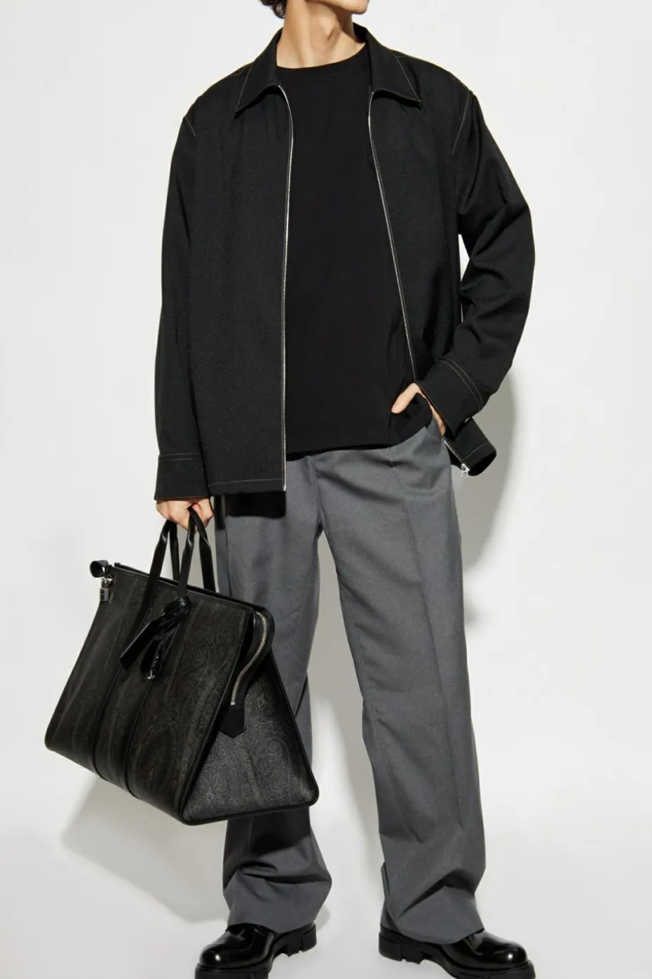 Etro BLACK T-shirt with embroidered logo