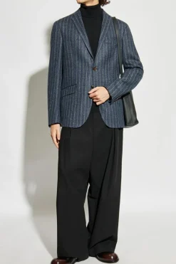 Etro BLACK Wool turtleneck sweater with embroidered logo