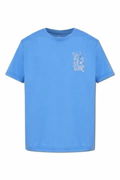 Etro BLUE T-shirt with colorful print