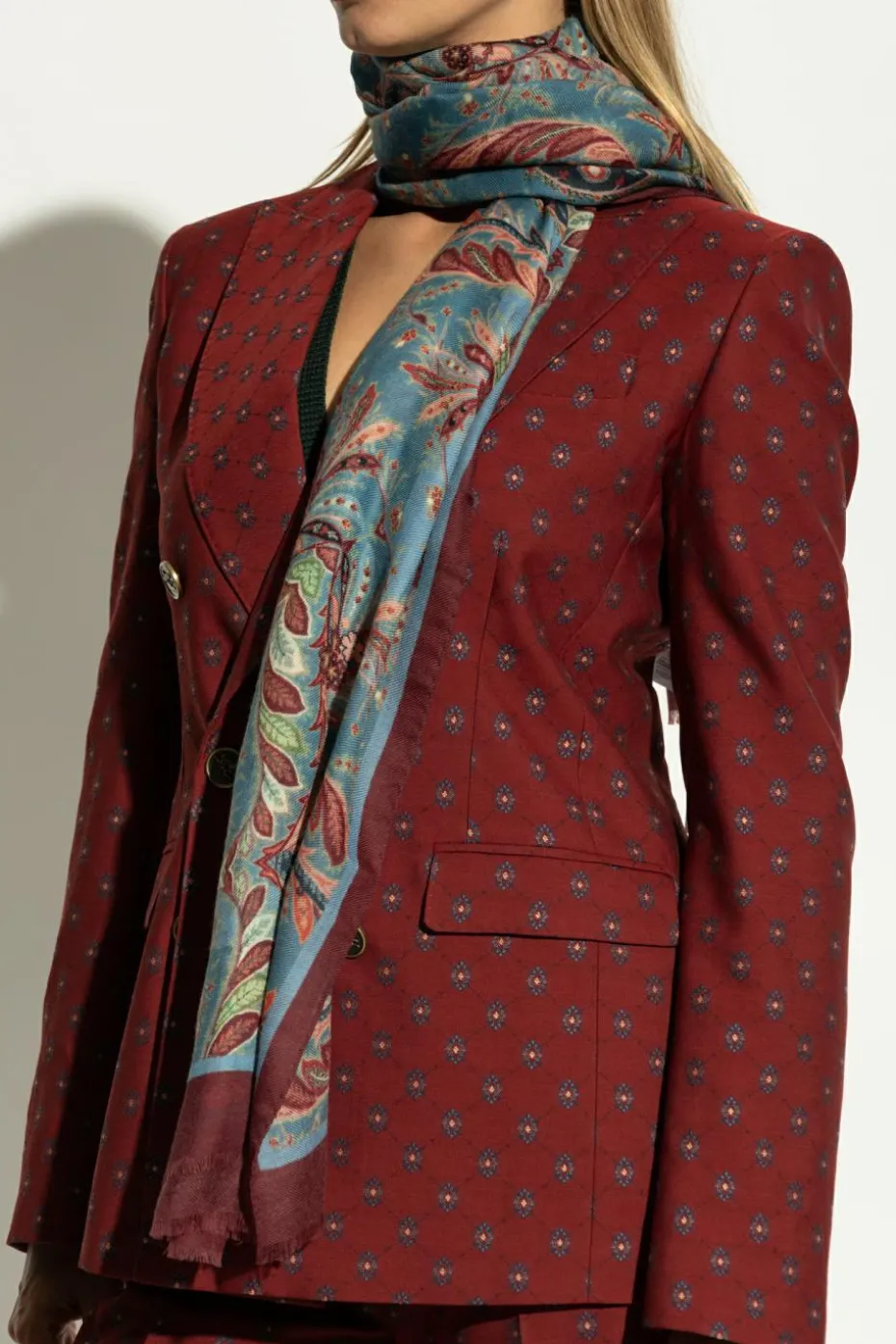 Etro BLUE Wool scarf