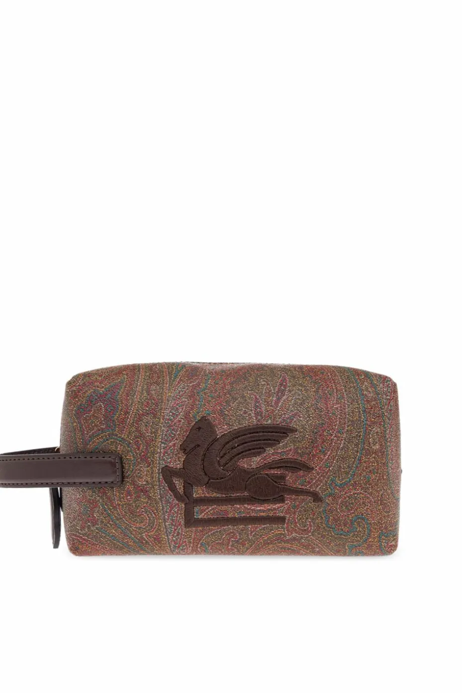 Etro BROWN Cosmetic bag with embroidered logo