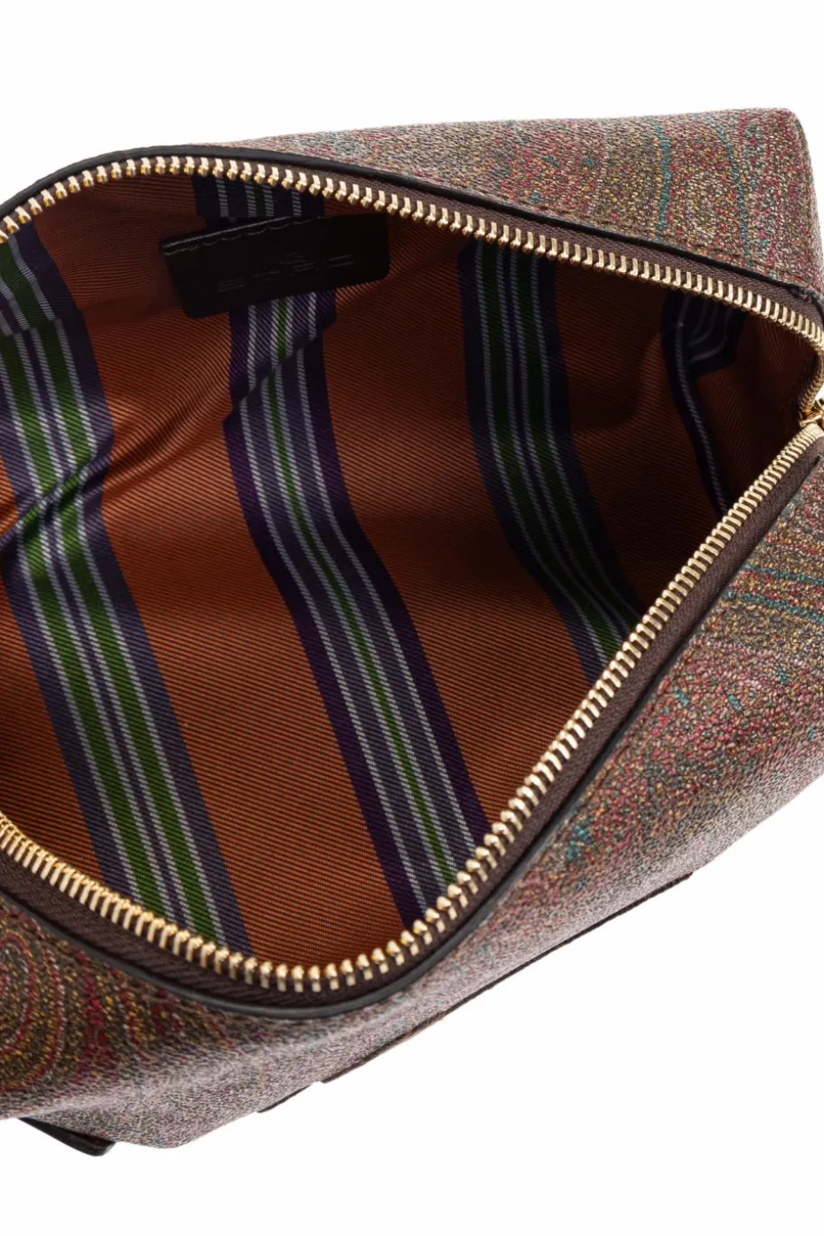 Etro BROWN Cosmetic bag with embroidered logo