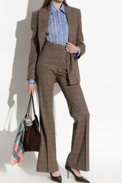 Etro BROWN Double-breasted blazer with check pattern