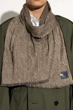 Etro BROWN Scarf with decorative pattern
