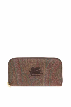 Etro BROWN Wallet with embroidered logo