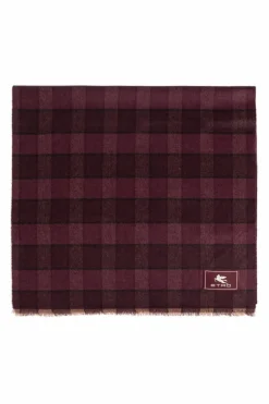 Etro BURGUNDY Checked scarf