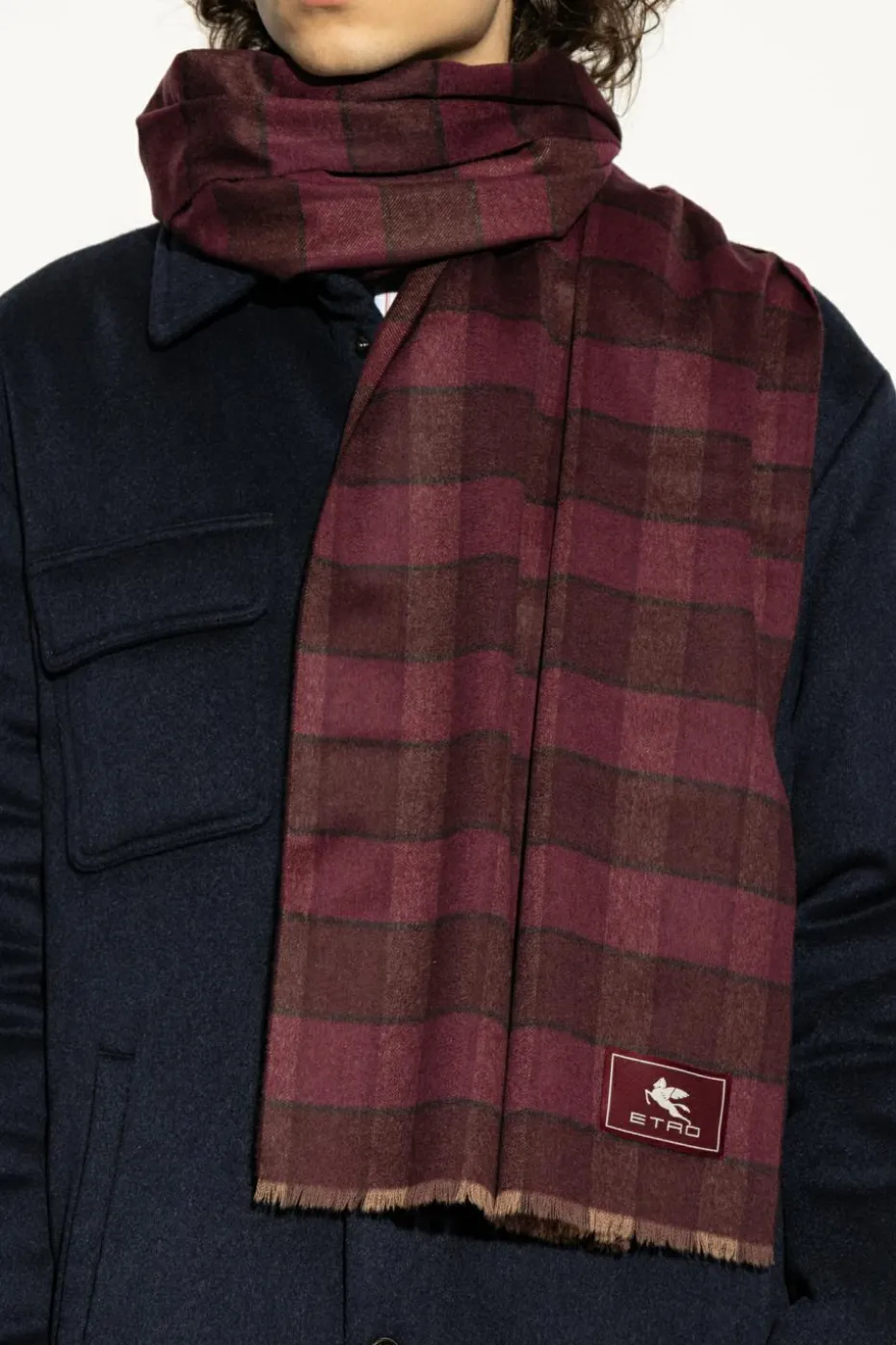 Etro BURGUNDY Checked scarf