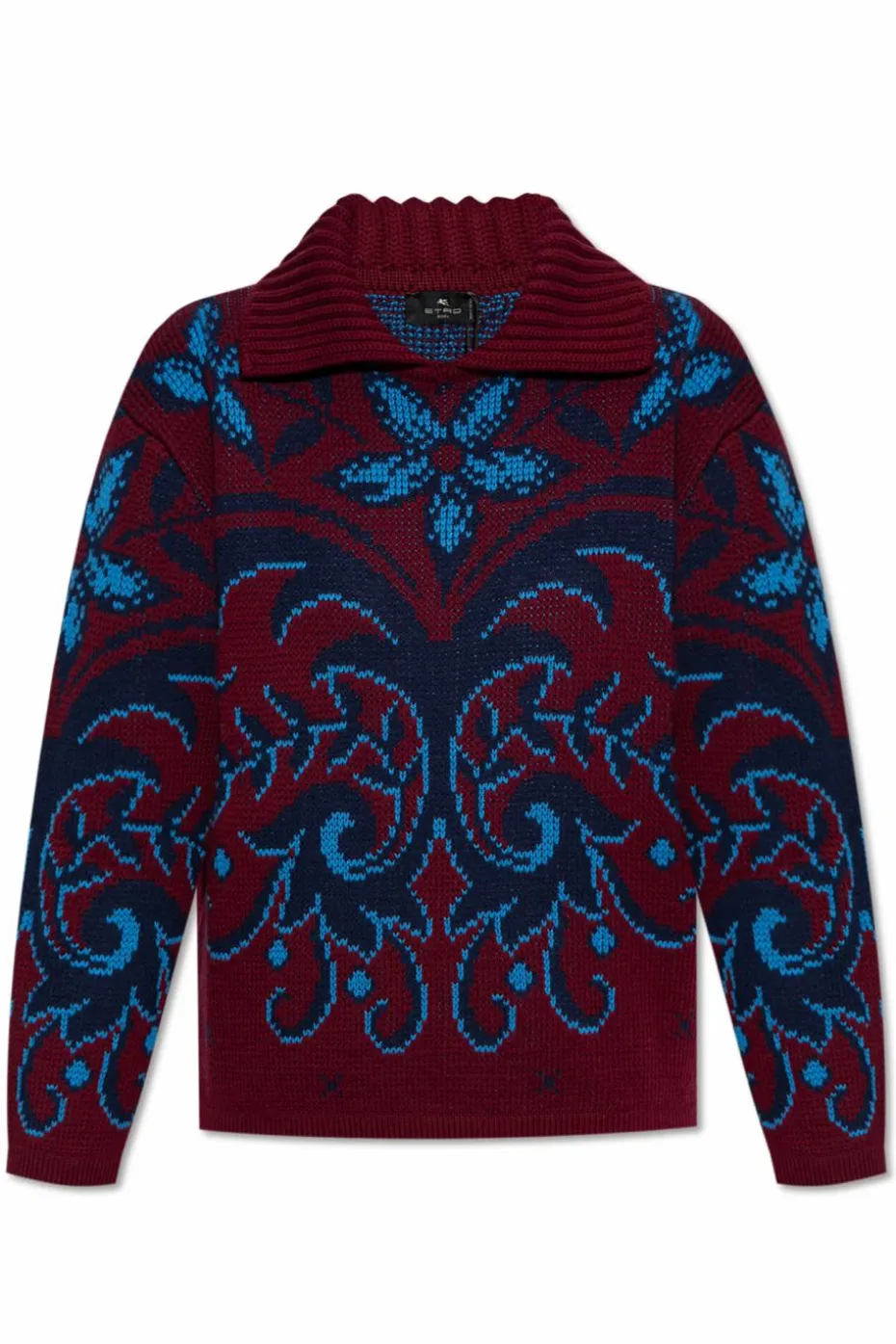 Etro BURGUNDY Patterned sweater with collar