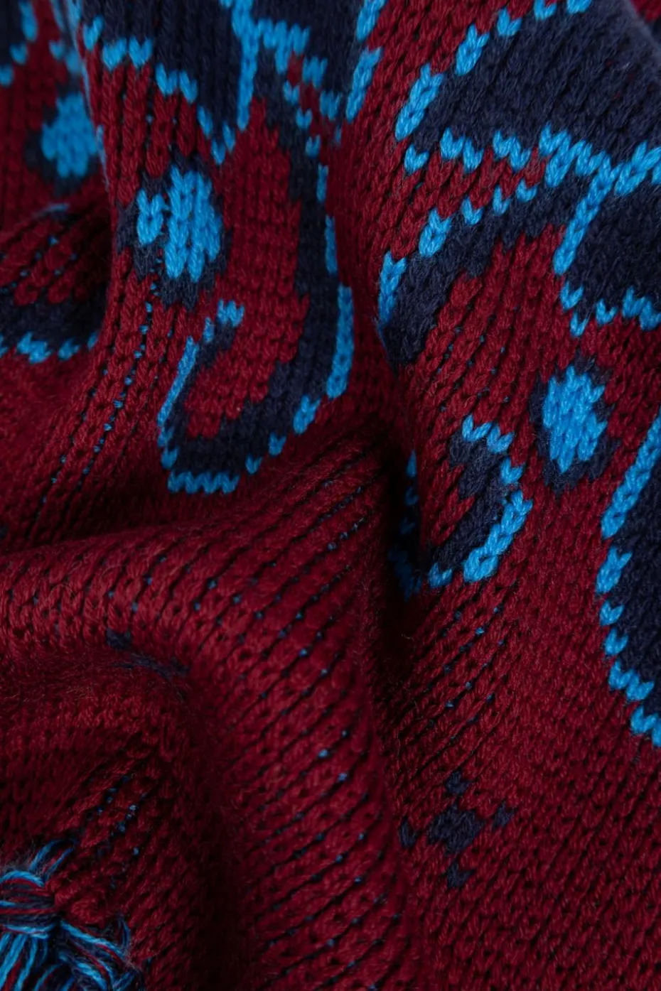 Etro BURGUNDY Wool scarf with fringes