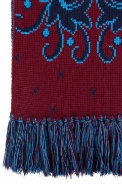 Etro BURGUNDY Wool scarf with fringes