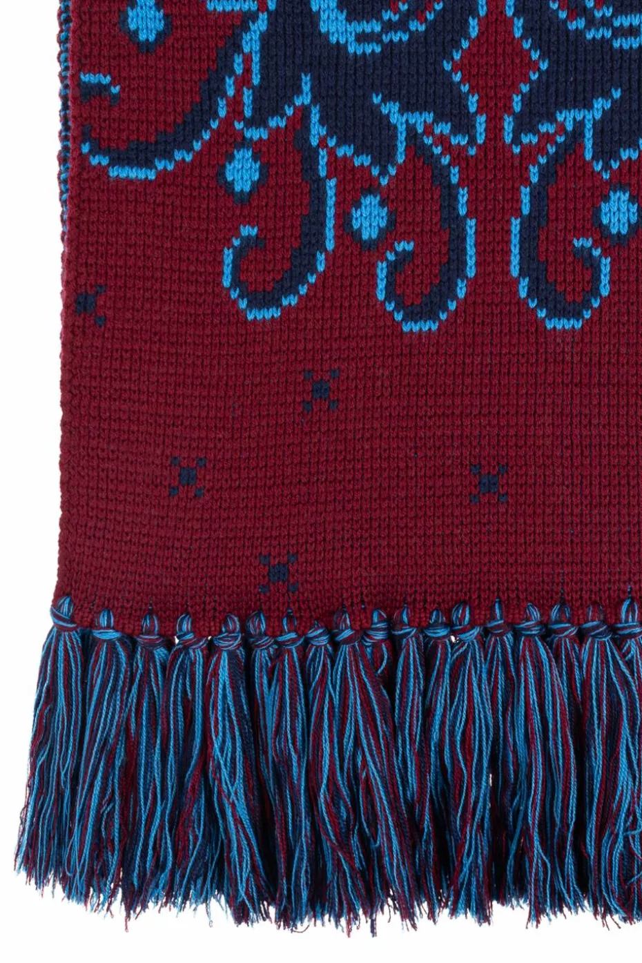 Etro BURGUNDY Wool scarf with fringes