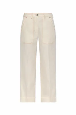 Etro cream Trousers with contrasting stitching