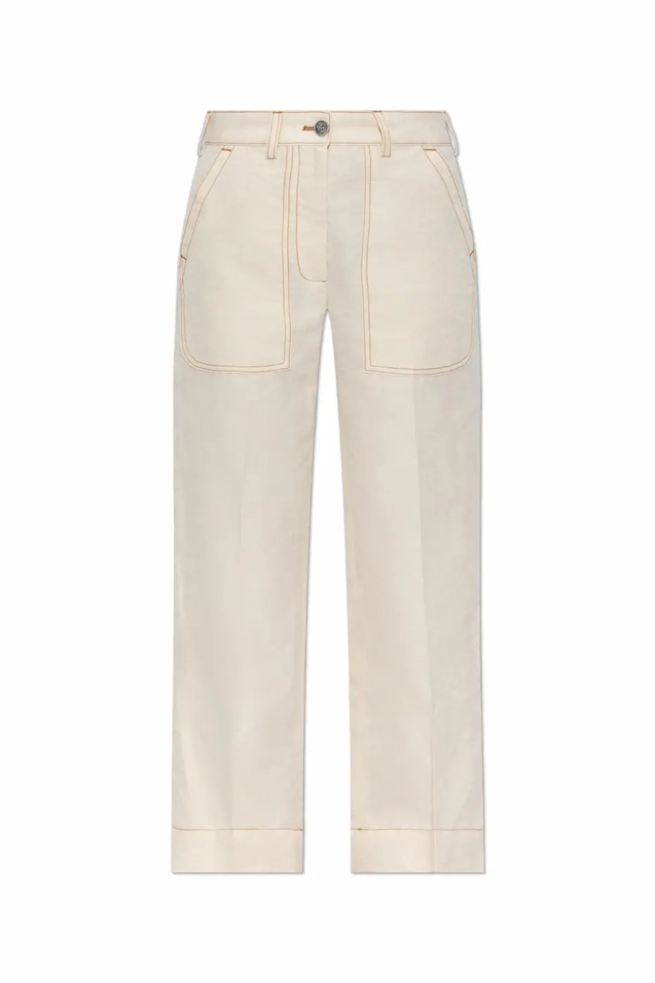 Etro cream Trousers with contrasting stitching
