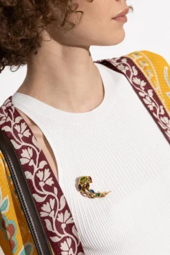 Etro GOLD Brooch with colorful crystals