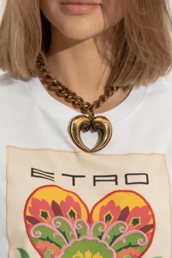 Etro GOLD Short necklace with heart-shaped pendant