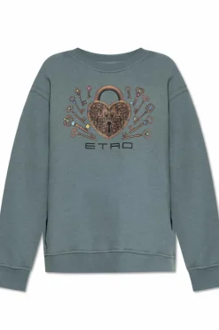 Etro GREEN Sweatshirt with colorful print