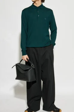 Etro GREEN Wool long-sleeve polo